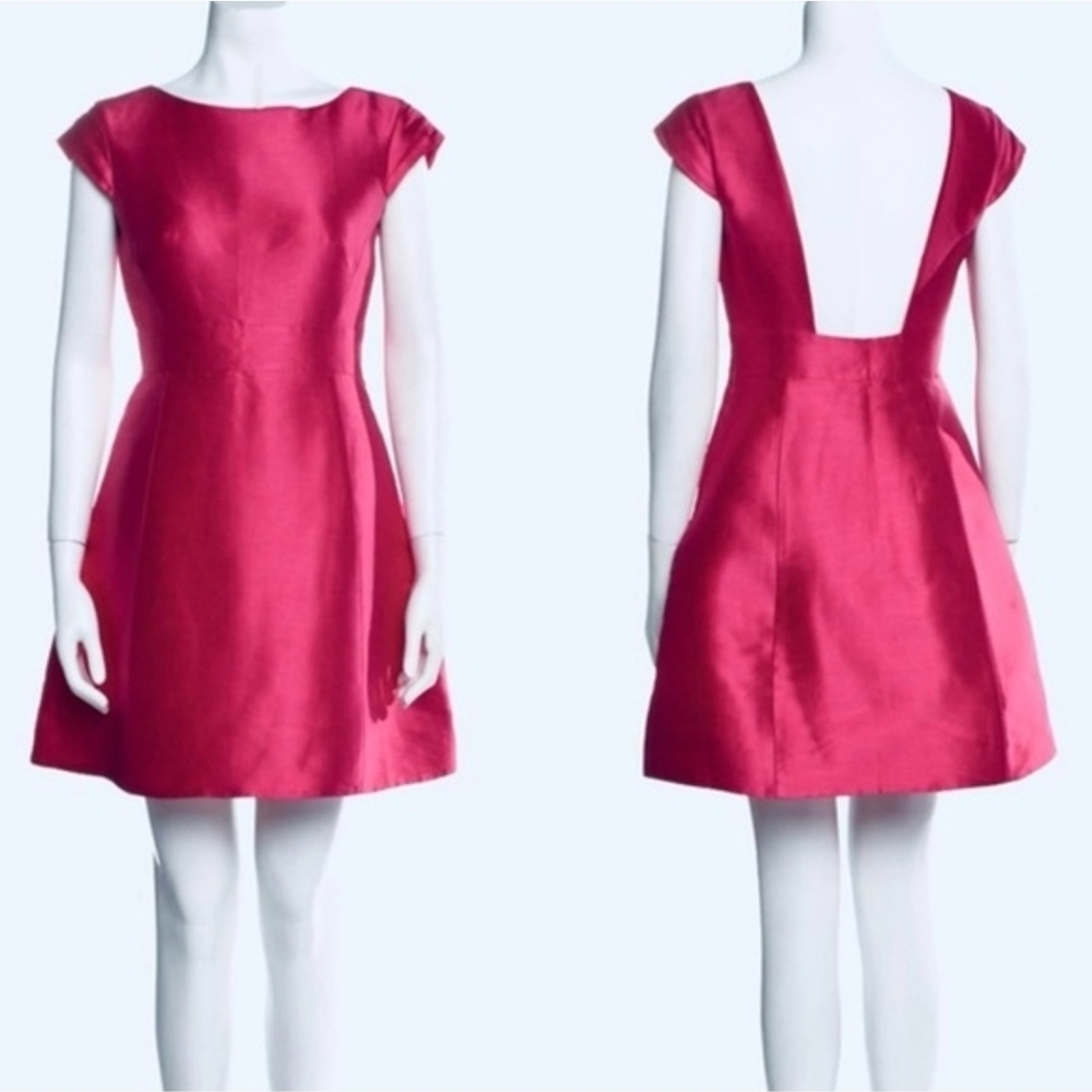 kate spade Hot Pink Satin Backless Fit-and-Flare Dress